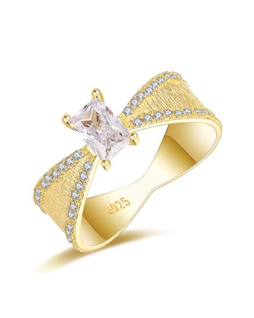 Wouovo Sterling Birthstone-Gemstone Engagemen Rings For Women 18k Gold Plated Emerald/Sapphire/Pink/Clear Princess Cut Cz Infinity Jewelry Gift Mom Daughter Wife Girlfriend Clear 7  Di Colore Argento