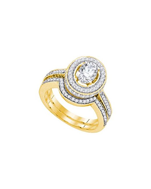 Dazzlingrock Collection  Yellow Igi Certified 1 3/4 Total Carat Weight Diamond Center Oval Bridal Set Gold White Diamond