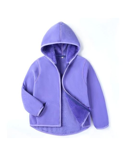 Eigioo Kids Boys Girls Polar Fleece Jacket With Hood Toddler Outerwear Warm Autumn Winter Youth Coat 3-12years 7 Years  Di Colore Viola