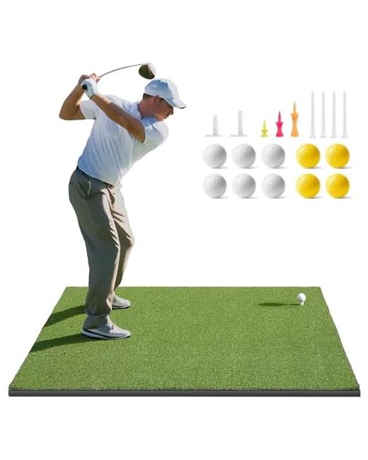Vgn   Golfguru Golf Mat 5x4ft/5x5ft Dense Elite Hitting Mats Practice With 10 Balls 9 Tees Heavy Duty Artificial Training Matt For Backyard Driving Chipping Indoor Outdoor Simulato