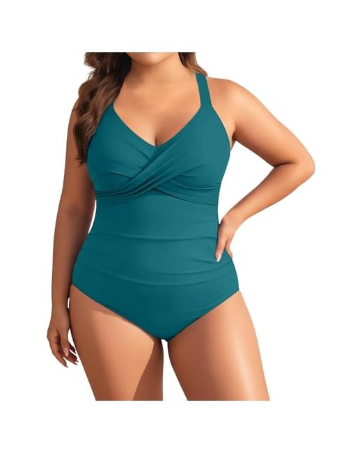 Wwricotta  Green Retro Plus Full Coverage Swimsuit Vintage Style Bathing Suit