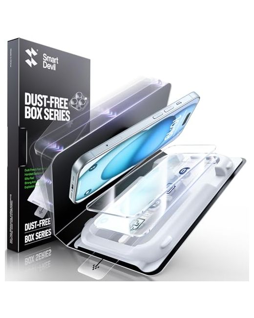 Smartdevil 3 Pack Screen Protector For Iphone 15 Bubble-And-Dust-Free Box Hd Tempered Glass Military Grade Shatterproof Ultra Durable Easy Installation