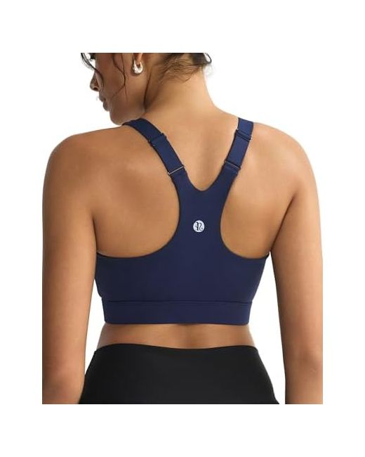Running Girl  Blue Sports Bra For Womenadjustable Straps Molded Cup High Impact With Sewn Pads Navy X-Large