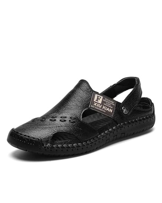 Generisch Men's Black Comfortable Breathable Slip-On Sandals For Leisure Lightweight Flat Shoes Everyday Travel Beach 7 Uk