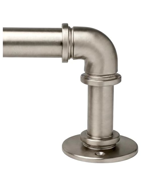 World Rods   Satin Nickel Industrial Curtain Rod For Windows 18 To 88 Inches1 Inch Adjustable Drapery Poleheavy Duty Outdoor/Indoor Modern Rodseasy Installationsatin 18-88