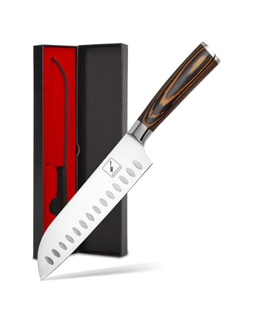 Imarku  Silver Santoku Knife 7 Inch Kitchen Ultra Sharp Cooking Japanese Chef German Hc Stainless Steel 7cr17mov Ergonomic Pakkawood Handle Christmas Gifts For Women/Men Ora