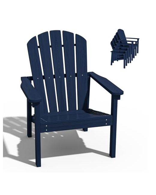 Nevilywood  Gray Stackable Adirondack Chair All-Weather Hdpe Outdoor Patio Durable And Space Saving Design For Easy Storage Ideal Porch Lawn Or Garden-Grey Grey Classic1pc