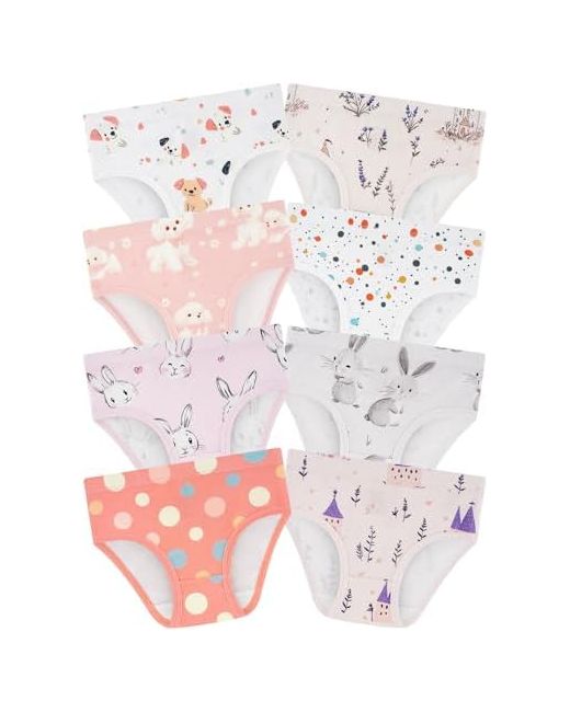 Bliblitata Girls Underwearsoft Cotton Tagless Panties For Toddlers Little Kids Comfortbreathable Briefs8-Pack 8 Polka Dots-Castle-Dogs-Rabbit-Flowers-Heart-  Di Colore Rosa