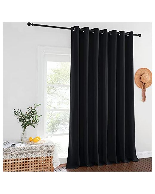 Nicetown  Blue Wide Sliding Door Curtains Thermal Insulated Drapes Blackout Window Curtain Privacy Blind For Living Room Bedroom Dark W100 X L108 Inches 100w 108l Pack