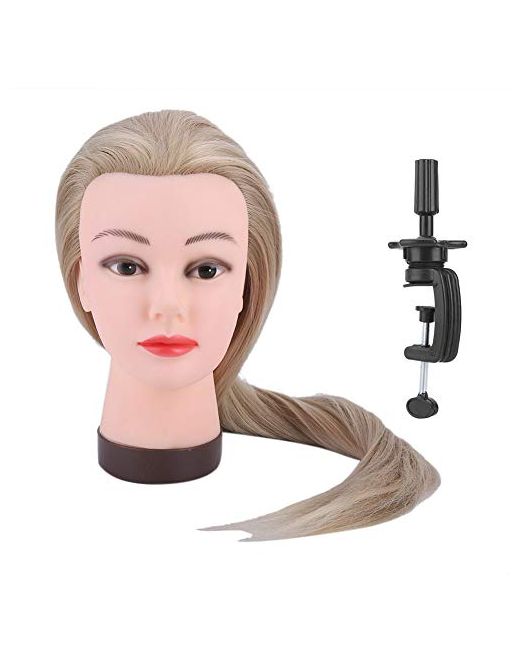 Generic  Yellow Hairdressing Training Dummy Mannequin Head With Long Gold Hair For Stylists And Beginners 28x20x11.5cm