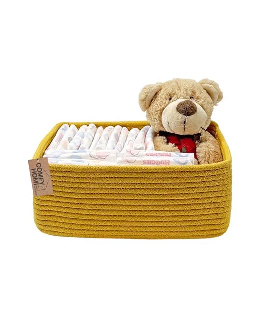 Comfy-Homi 11.5x7.5x4.7 Storage Baskets For Organizing Cotton Rope Woven Basket Toy Bin Box Shelves Closet Organizer Decorative Shelf 1 Pack  Di Colore Giallo
