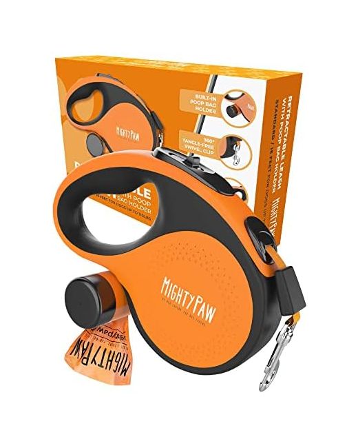Mighty Paw Retractable Leash With Built Poop Bag Holder 16 Long Dog For Small Dogs Medium Breeds Large Pets Tape Quick Control. Bags Included Deluxe