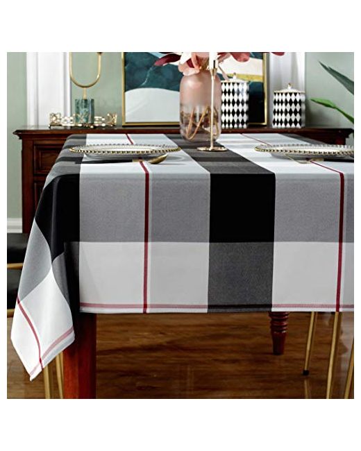 Sastybale  Gray Rectangle Tablecloth Plaid Style Polyester Table Clothrectangle/Oblong 52 X 70 4-6 Seatsgrey