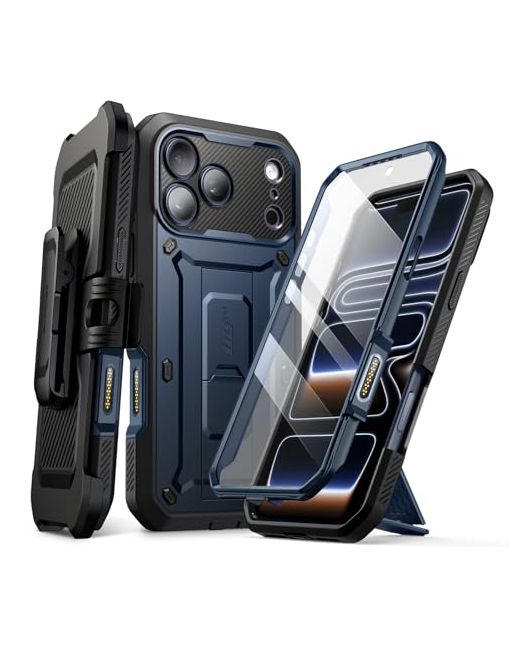 Supcase For Iphone 17 Pro Case With Camera Control Button Unicorn Beetle Built Kickstand Screen Protector Military-Grade Protection Full Body Heavy Duty Phone Azure