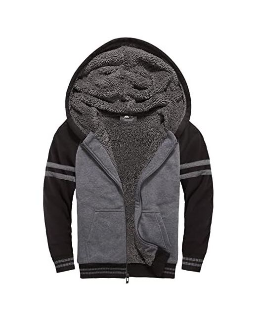 V Valanch Boys Hoodie Zip Up Fleece Lined Jacket Warm Sherpa Hooded Sweatshirts For Girls 6-15 Years Black Light 10-11  Di Colore Grigio