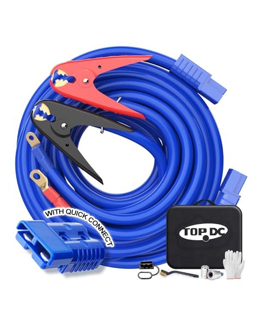 Topdc Jumper Cables1 Gauge 25 Feet 800a Booster Cables With Ul-Listed Clamps Heavy Duty Automotive Quick Connect For Car Suv And Trucks Carry Bag 1 25ft Ander