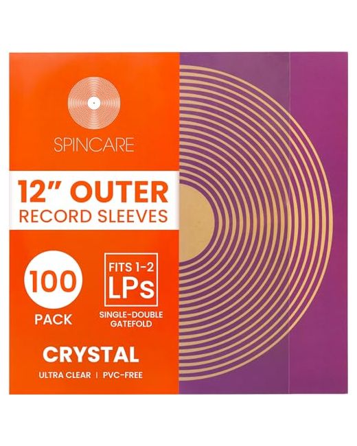 Spincare   50x 12 Inch Standard Outer Vinyl Record Sleeves Crystal Covers For Single Double Albums Lps Acid-Free Protective Plastic Clean Crisp Polypropylene