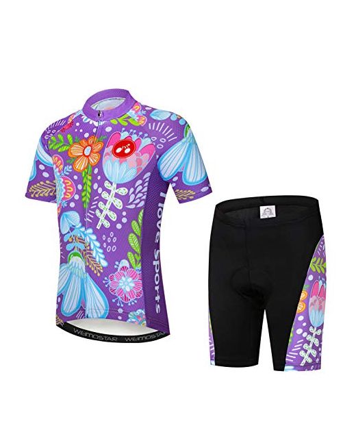 Weimomonkey Cycling Jersey Shorts Set Padded Suit Kids Bicycle Tops Shirt Mountain Bike Riding 192 X-Large