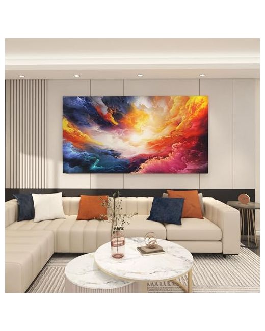 Pogusmavi Colorful Wall Art Abstract Canvas Pictures For Living Room Decoration Contemporary Home Office Decor Large Bedroom Aesthetic 2448in 48