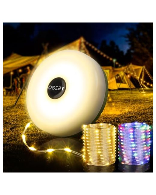 Ogery-Outdoors   Ogery Camping String Lights 4 1 Quick Storage 32.8ft Rechargeable Tent With 8 Lighting Modes Hanging Waterproof Portable Led Lamp For Outdoor Patio Awning Garden Party Ess