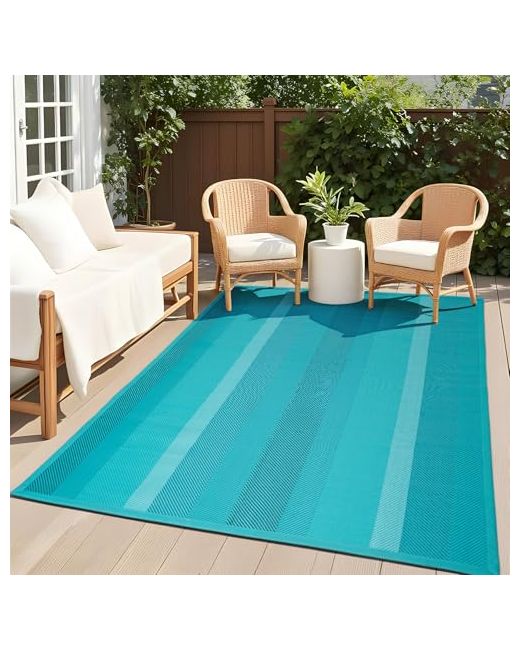 Ukiss  Green Outdoor Rug Carpetreversible Portable Plastic Straw Camping Rugs 5 X 8 Waterproof Mat Large Area For Patiorv Picnic Backyard Deck Balcony Porch Beach