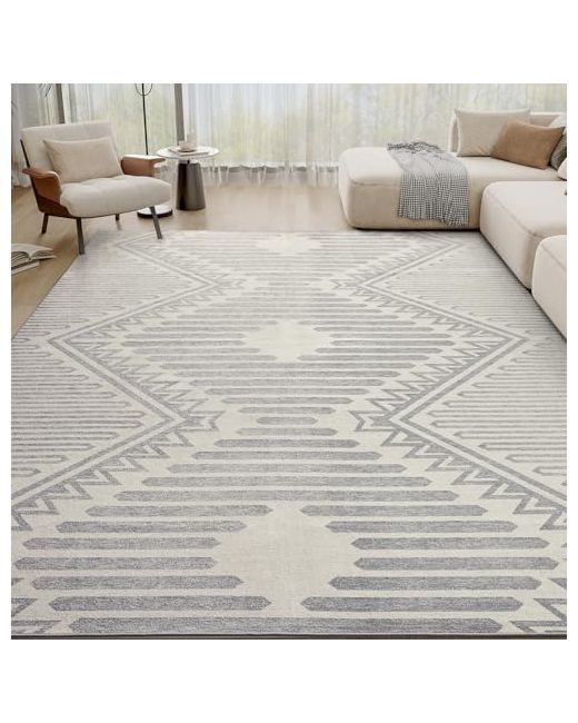Engiw  Gray Textured Tufted Boho 8x10 Area Rugs For Living Room Rug Bedroom Nursery Carpet Washable Neutral Modern Farmhouse Luxury Non Slip-Grey Grey 8 X 10 Rectangular