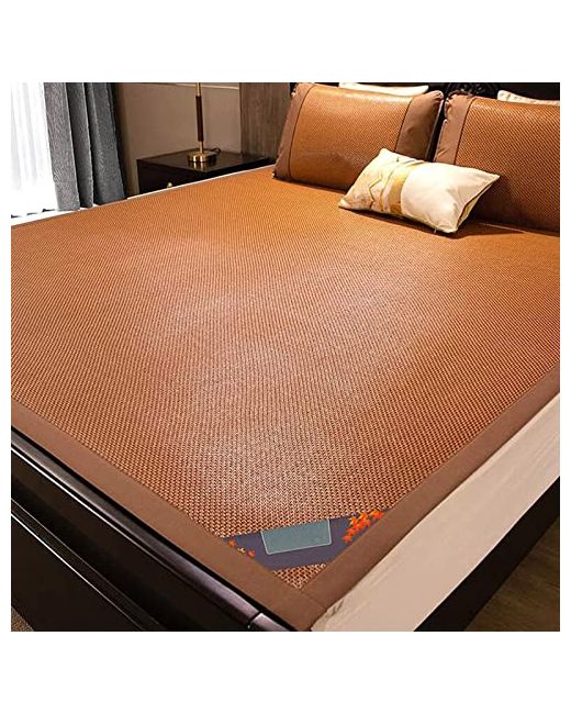 Lapooh  Brown Summer Cooling Sleeping Matfoldable Breathable Smooth Mattress Topperreversible Absorb Sweat/Cool Pad For Home School Dormitory Single Double Bed0.8m