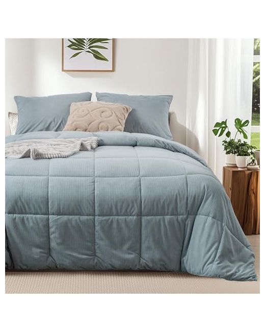 Kasentex   King Comforter Setfluffy Corduroy Set3 Pieces Down Alternative Warm Duvet Insert With Soft Brushed Microfiber Reverse Cozy Bedding Sets Box Stitched For All-Season