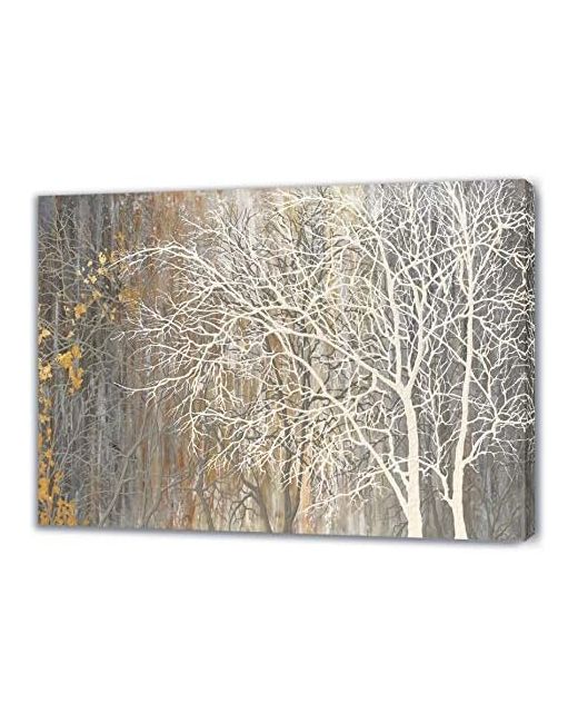 Yihuiarts Yihui Arts Canvas Wall Art Hand Painted White Tree Pictures Forest Painting Modern Abstract Landscape Nature Artwork For Bedroom Bathroom Home Office Living Room Decorations 28l X 20w  Di Colore Marrone