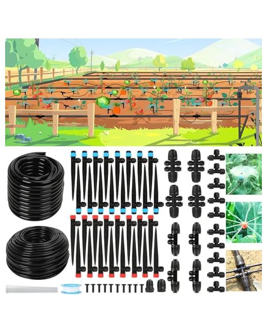 Vatony-Xh Drip Irrigation System Kit 2025 New Quick-Connect Garden Watering With 46ft 1/2 Tubing Automatic Misting For Greenhousesyardslawnsgardens Raised Beds 246ft