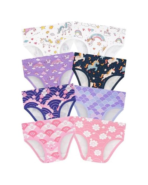 Bliblitata Girls Underwearsoft Cotton Tagless Panties For Toddlers Little Kids Comfortbreathable Briefs8-Pack 18-24 Months Unicorn-Fish Scale-Star-Moon-Clouds-Flowers-  Di Colore Rosa