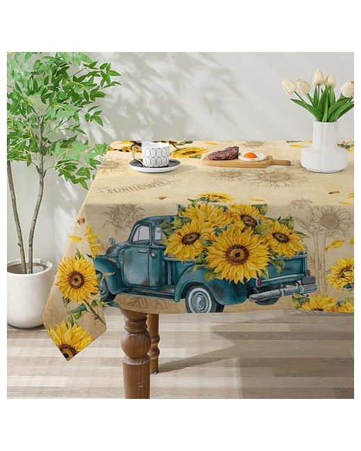 Cusugbaso  Yellow Sunflower Tablecloth 60x120 Inch Rectangle Decorations For Home Spring And Summer Table Cloth Water Resistant Party