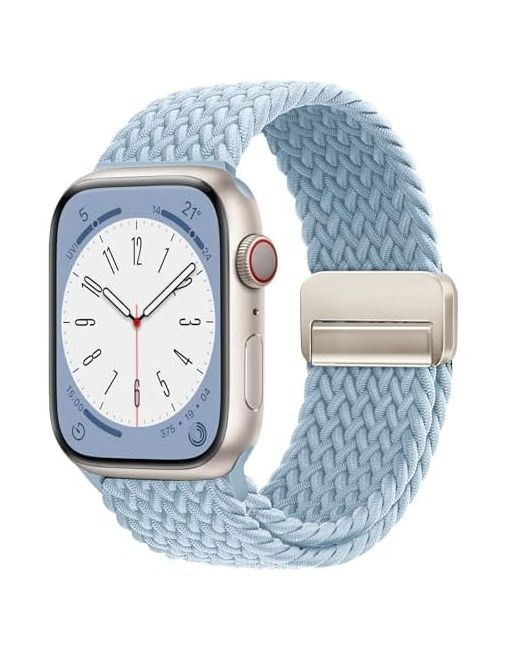Omecky Magnetic Braided Solo Loop Band Compatible With Apple Watch Series 10 42mm 46mm 9 8 7 6 5 4 40mm 41mm 44mm 45mm 49mm For Stretchy Nylon Elastic Sport Strap Iwatch Se/Ultra 1/2 Da Women