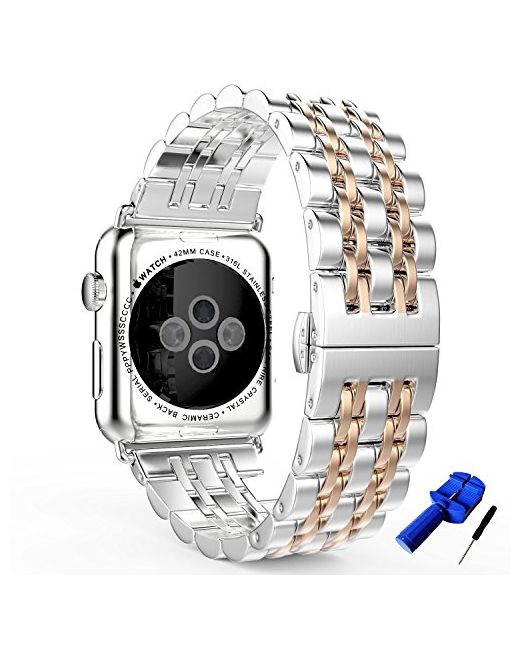 Huanlong Solid Stainless Steel Band Compatible With Apple Watch 49mm 46mm 45mm 44mm 42mm 41mm 40mm 38mm Metal Strap For Iwatch Series Ultra/Ultra2/10/9/8/7/6/5/4/3/2/1 Se And Ls Ros Da Women Di Colore Argento