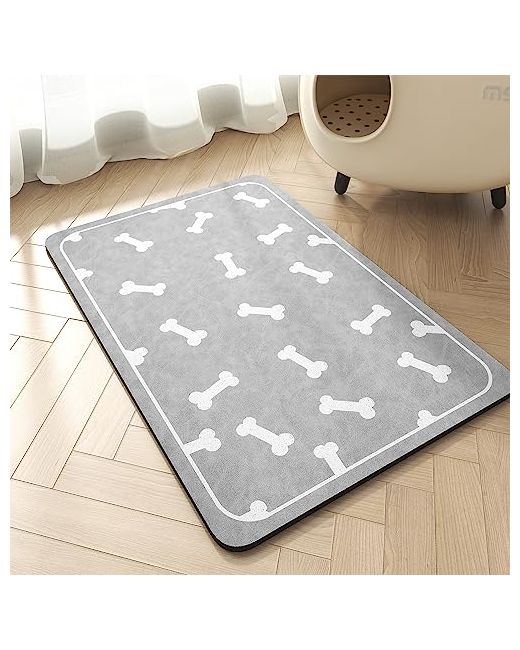 Padoor   Pet Feeding Mat-Absorbent Dog Mat For Food And Water Bowl-No Stains Easy Clean Quick Dry Dispenser Puppy Supplies Stuff-Pet Accessories Cat Bowl 17x28 Lightgrey