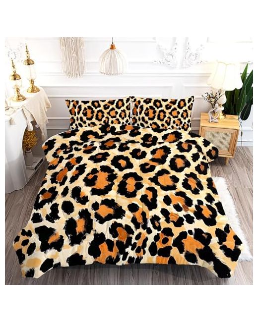 Fuyeun Leopard Print Comforter Set Full Cheetah Bedding For Kids Boys Girls Bedroom Wild Animal Theme Pattern Qulit Sets 1 2 Pillowcases  Di Colore Marrone