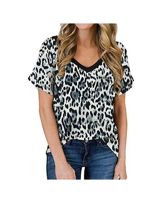 Wenxiangyanjade Spring/Summer V-Neck Pocket T-Shirt With Rolled Edges And Short-Sleeved Loose Top