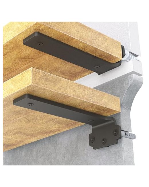 Vancastle Shelf Brackets Floating Bracket 6 Pack 4 Inch Heavy Duty 160 Lbs Load Capacity Metal L For Shelve With 1/5 Thicked Novel Shape Wood