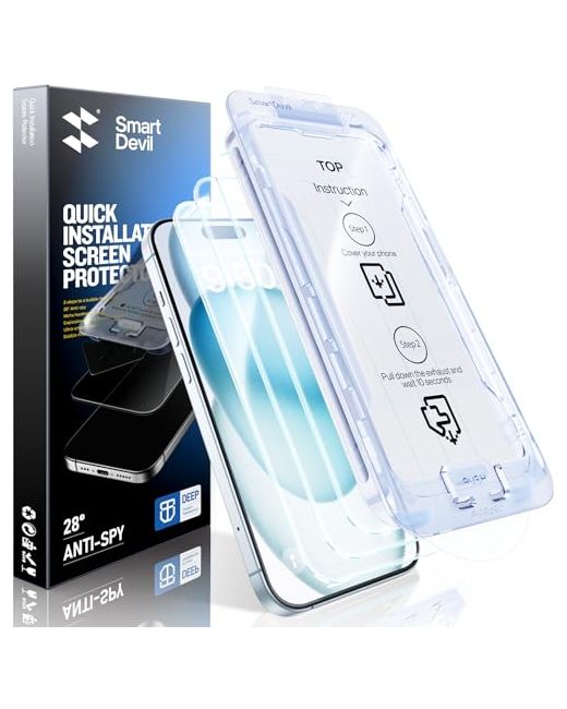 Smartdevil 3 Pack Screen Protector For Iphone 15 Plus 6.1 Inch Tempered Glass Hd Clear Film Easy Installation Dust-Free Bubble-Free