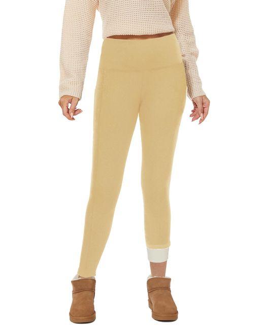 Gayhay   Fleece Lined Leggings For Women Thick Winter Warm Thermal High Waisted Tummy Control Workout Yoga Pants Wheat Small