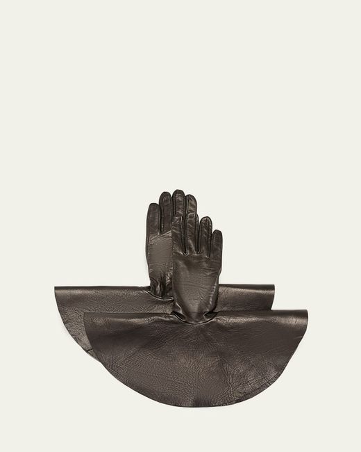 Paula Rowan Flared Leather Gloves Da Women Di Colore Nero