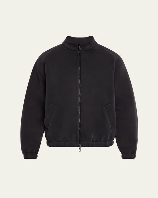 Giorgio Armani Men's Black Cupro-Blend Jersey Blouson Jacket