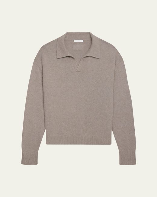Helmut Lang   Mens Relaxed-Fit Brushed Wool And Cashmere Johnny Collar Polo Sweater