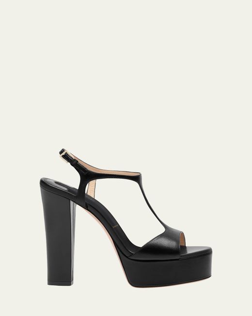 Tom Ford 130mm Angelina Leather Platform Sandals  Di Colore Nero