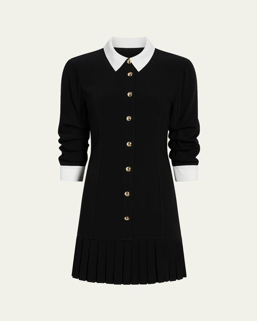 Cinq A Sept Women's White Luca Drapey Crepe Mini Shirtdress