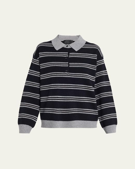Nili Lotan Galvez Striped Cashmere Polo Sweater Da Women Di Colore Blu Scuro