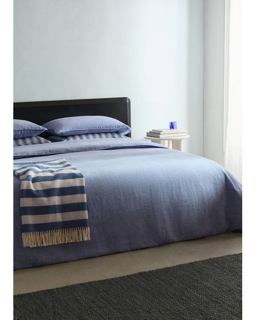 Mango Home  Blue Linen Yarn-Dyed Duvet Cover Bed 135/140 Cm Queen Home