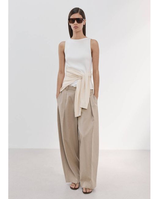 Mango  White Fine-Knit Top Woman