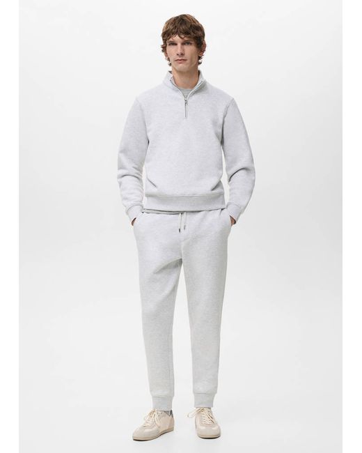 Mango Man  Gray Zip-Neck Sweatshirt With A Soft-Touch Interior Man