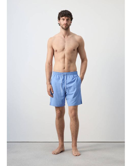 Mango Man  Blue Basic Drawstring Swimsuit Man